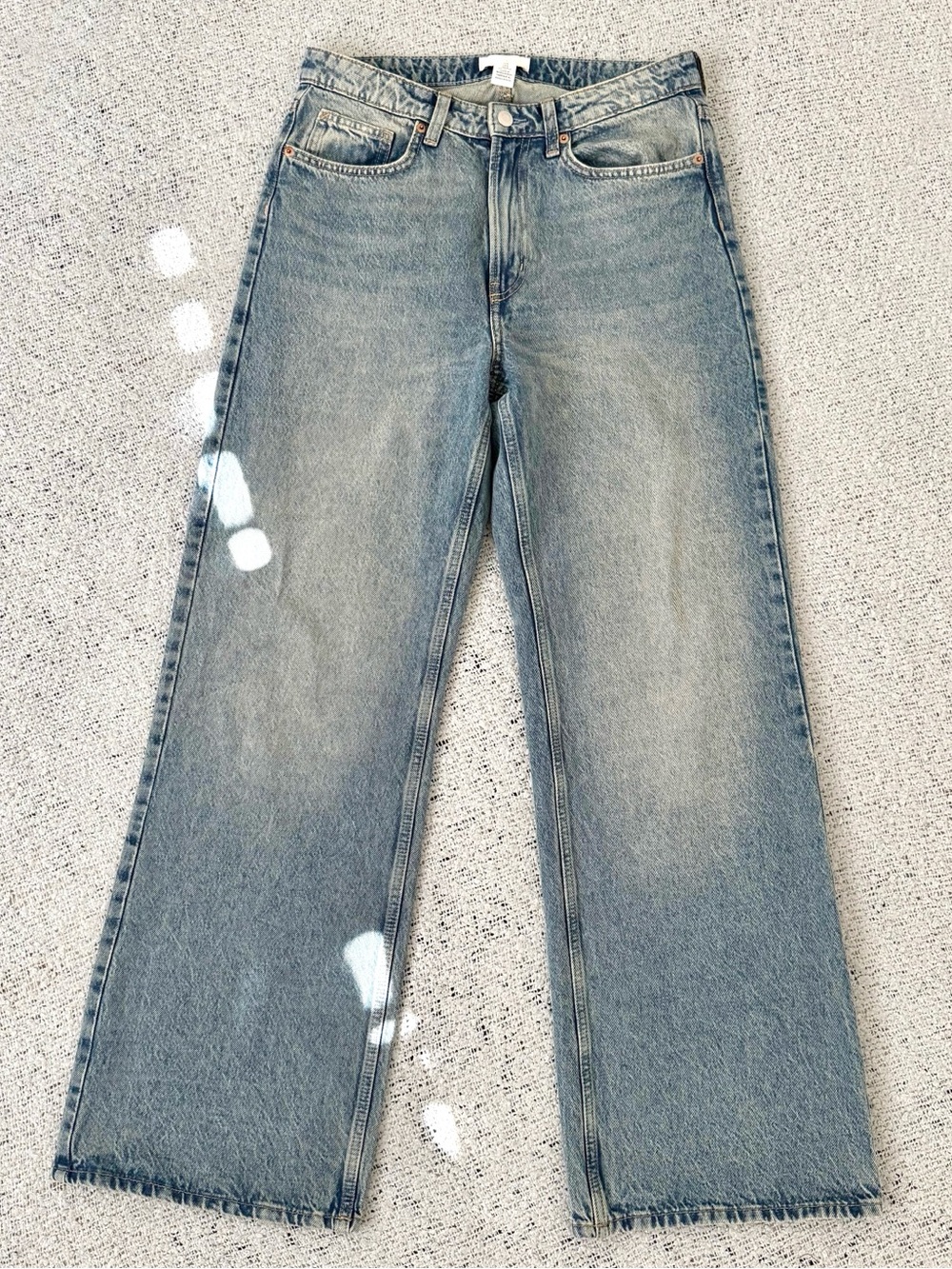 H&M Light Wash Blue Wide Leg Jeans Size 8 Rigid Denim
